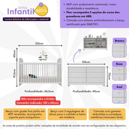 Imagem de Berço para Colchão 130 x 60cm com Cômoda Ana Lívia Multimóveis MP4291