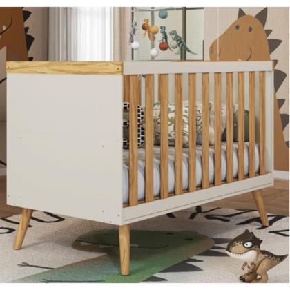 Imagem de Berço Peroba Sky Vira Mini Cama Off White com Amêndoa Infantil