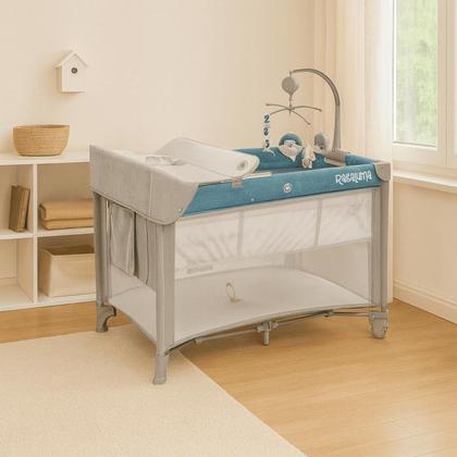 Imagem de Berço Portatil C Moblie, Duas Alturas, Trocador, Mosquiteiro AZUL SLEEPGUARD RAGALUMA