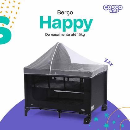 Imagem de Berço Portátil Happy Preto Mescla Cosco Kids
