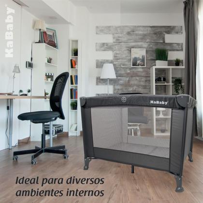 Imagem de Berço Portátil Infantil Cercado Desmontável Com Mosquiteiro Adventure Cinza Kababy