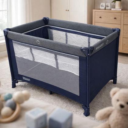 Imagem de Berço Portátil Infantil Cercado Desmontável com Mosquiteiro - Azul