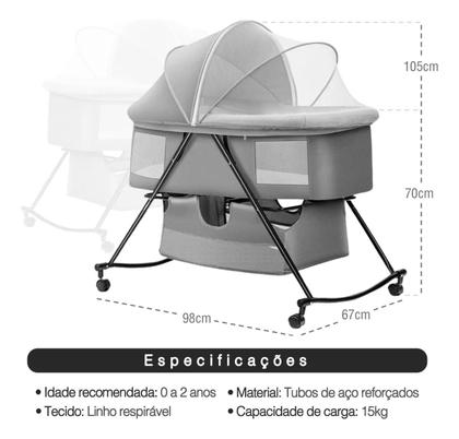 Imagem de Berço Portatil Moises Balanço Mosqueteiro Infantil Dobravel Pipdip
