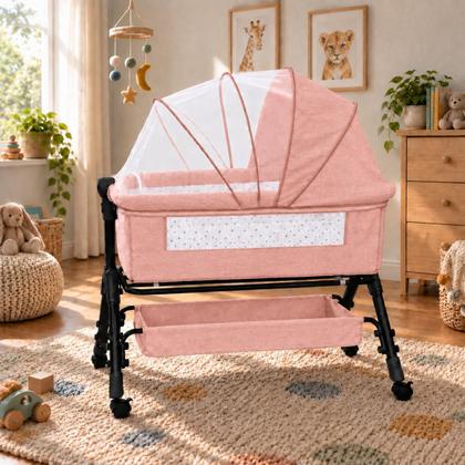 Imagem de Berço Portátil Moisés Balanço Mosquiteiro Bumper Kids Rosa