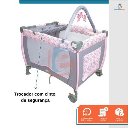 Imagem de Berço Portatil Plus Baby Style com Trocador e Chiqueirinho Flores