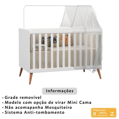 Imagem de Berço Vira Cama Retrô Estilo Americano Com Grade De Proteção Removível