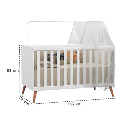 Imagem de Berço Vira Cama Retrô Estilo Americano Com Grade De Proteção Removível