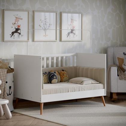 Imagem de Berço Vira Cama Retrô Estilo Americano Com Grade De Proteção Removível