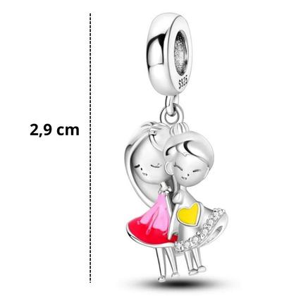 Imagem de Berloque Charms Pingente Meninas Irmãs Filhas Prata 925