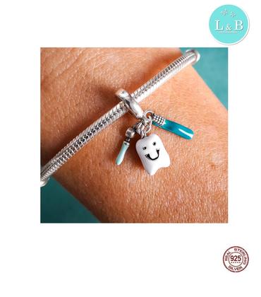 Imagem de Berloque I LOVE ODONTO em Prata S925 para pulseiras modelo Pandora ou Vivara