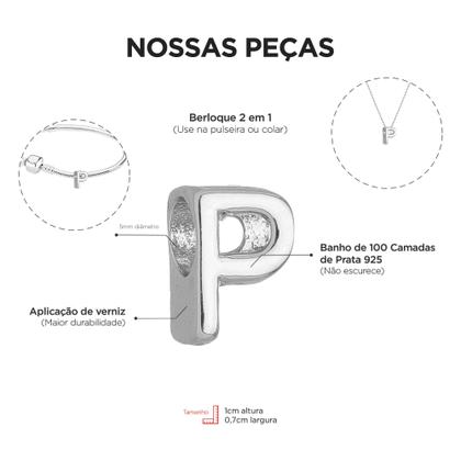 Imagem de Berloque Letra P Separador Banhado a Prata 925