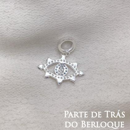 Imagem de Berloque Olho Grego azul prata 925 original legitima com pedras cravada para pulseira pandor vivar