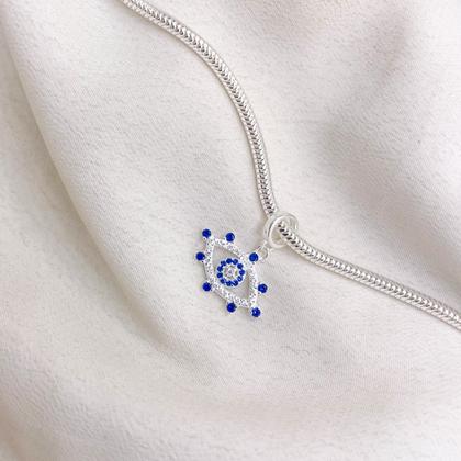 Imagem de Berloque Olho Grego azul prata 925 original legitima com pedras cravada para pulseira pandor vivar