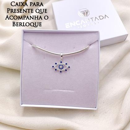Imagem de Berloque Olho Grego azul prata 925 original legitima com pedras cravada para pulseira pandor vivar