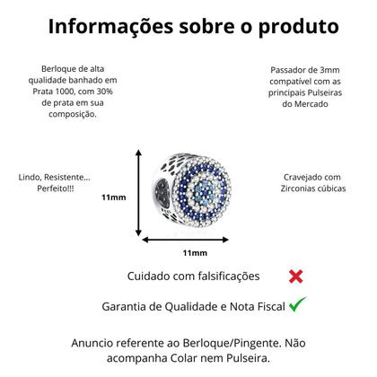 Imagem de Berloque Pingente Charm Separador Olho Grego Olho Turco Prata 925