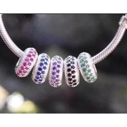 Imagem de Berloque Prata 925 P/ Pulseira Separador Zirconia Rosa