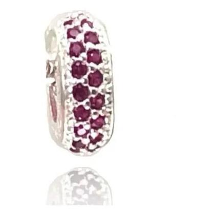 Imagem de Berloque Prata 925 P/ Pulseira Separador Zirconia Rosa