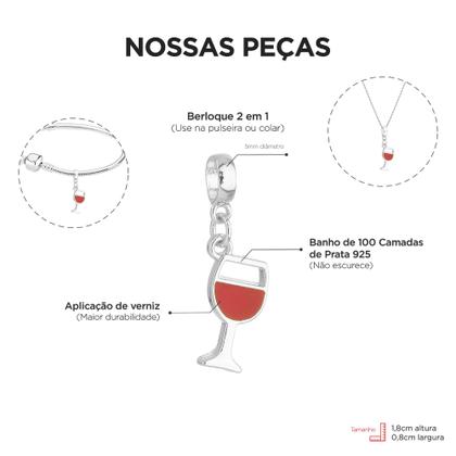 Imagem de Berloque Taça de Vinho Banhado a Prata 925