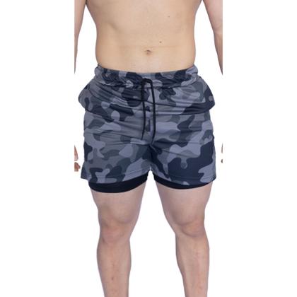 Imagem de Bermuda 2 Em 1 Short Duplo Esportivo Com Bolso Academia Run