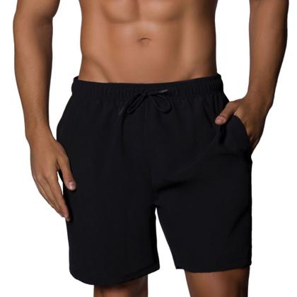 Imagem de Bermuda Adulto Com Bolso e Elástico No Cós Tecido Sintético Macio Selene Masculina Lisa