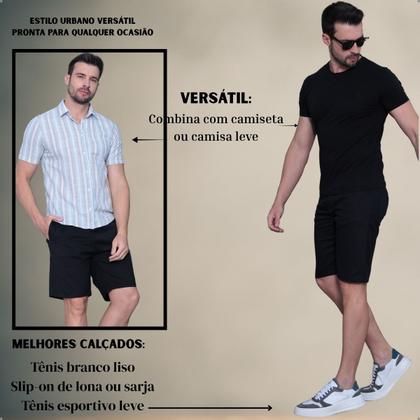 Imagem de Bermuda Alfaiataria Sarja Masculino Social Slim Com Elastano