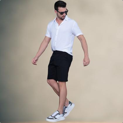 Imagem de Bermuda Alfaiataria Sarja Masculino Social Slim Com Elastano