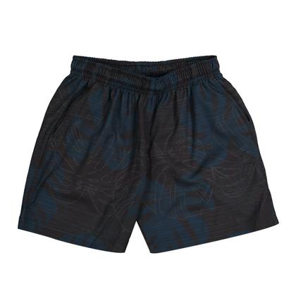 Imagem de Bermuda Boxer Infantil Tactel Preto Folhas Cinza/Azul Ogochi