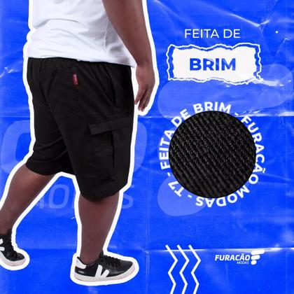 Imagem de Bermuda Cargo Masculina Plus Size Brim Com Elástico Casual
