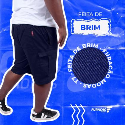 Imagem de Bermuda Cargo Masculina Plus Size Brim Com Elástico Casual