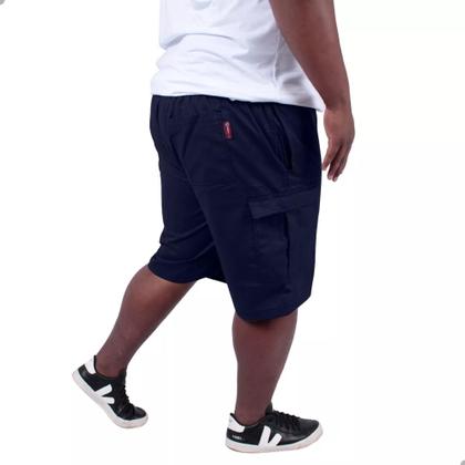 Imagem de Bermuda Cargo Masculina Plus Size Brim Com Elástico Casual