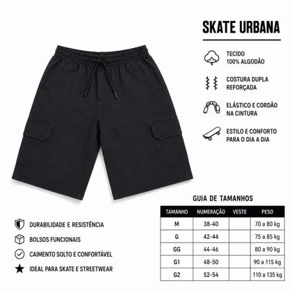 Imagem de Bermuda Cargo Sarja Skate e Casual Folgada