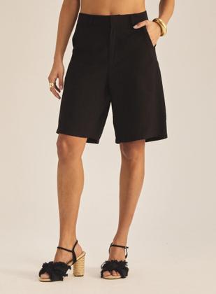 Imagem de Bermuda Feminina Alfaiataria Com Bolsos Faca 43100720 Sommer Preto