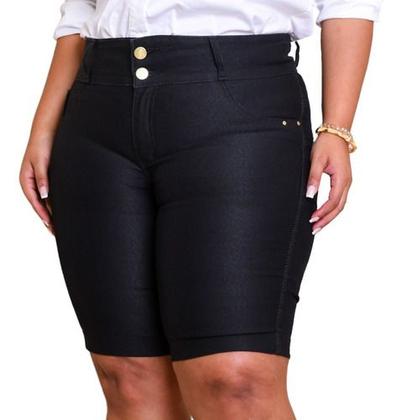 Imagem de Bermuda Feminina Jeans Plus Size Ciclista Com Lycra Cos Alto