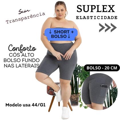 Imagem de Bermuda Feminina Suplex Shorts Com Bolso Lateral Plus Size 3039A