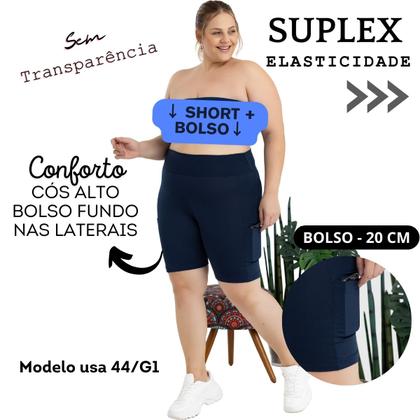 Imagem de Bermuda Feminina Suplex Shorts Com Bolso Lateral Plus Size 3039A