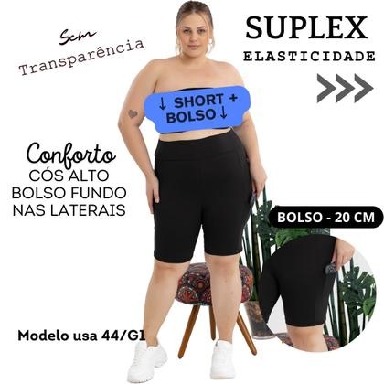 Imagem de Bermuda Feminina Suplex Shorts Com Bolso Lateral Plus Size 3039A