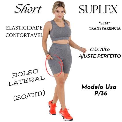 Imagem de Bermuda Fitness Feminina Cós Alto C/Bolsos Laterais Reforçado s/Transparência Slim 3038.C1