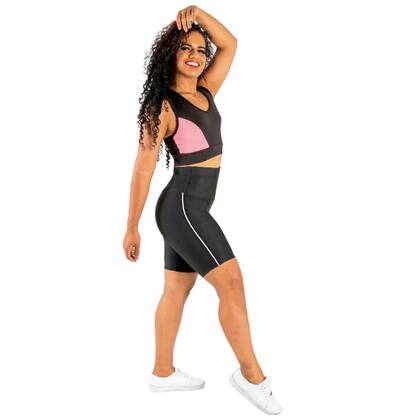 Imagem de Bermuda Fitness Modeladora Cós Alto com Faixa Moda Feminina