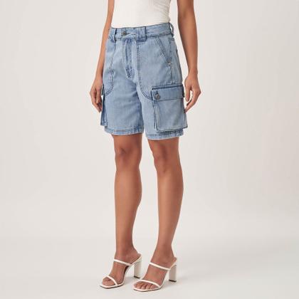 Imagem de Bermuda Jeans Bolso Fole Cargo Azul Claro