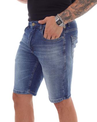 Imagem de Bermuda Jeans Masculina com Elastano 23109 Escura