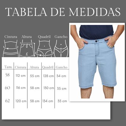 Imagem de Bermuda Jeans Masculina Elastano Algodão Tradicional Plus Premium 