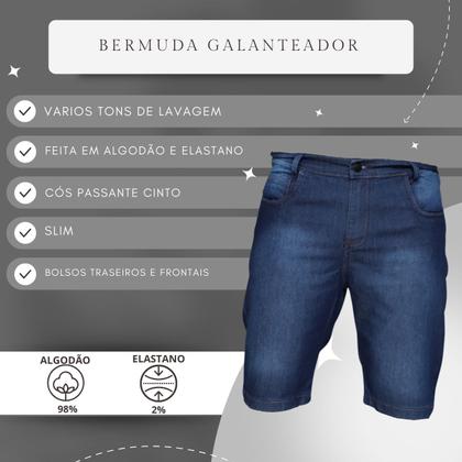 Imagem de Bermuda Jeans Masculina Tradicional Slim Premium Algodão e Elastano 