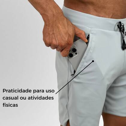 Imagem de Bermuda Masculina Classic Fit Com Zíper em Poliamida Premium