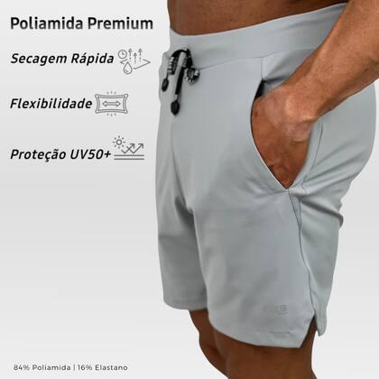 Imagem de Bermuda Masculina Classic Fit Com Zíper em Poliamida Premium