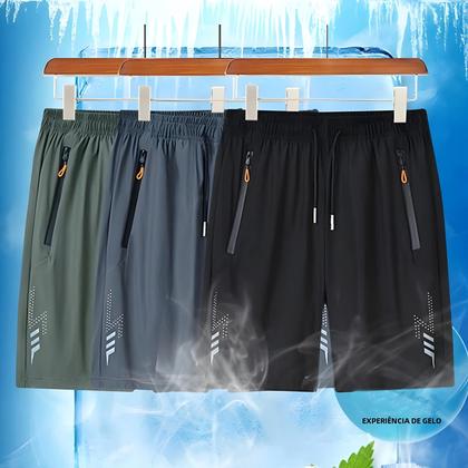 Imagem de Bermuda Masculina De Secagem Rápida Para Esportes De Verão Com Bolsos Com Zíper E Cordão, Bermuda De
