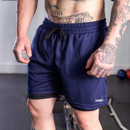 Imagem de Bermuda Masculina Esportiva 2 em 1 Shorts com Segunda Pele Calção Academia Corrida Fitness Treino