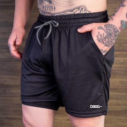 Imagem de Bermuda Masculina Esportiva 2 em 1 Shorts com Segunda Pele Calção Academia Corrida Fitness Treino