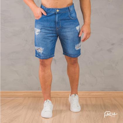 Imagem de Bermuda masculina - jeans destroyed rasgada - clara