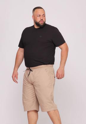 Imagem de Bermuda Masculina Plus Size Sarja Bege com Elástico