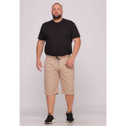 Imagem de Bermuda Masculina Plus Size Sarja Bege com Elástico